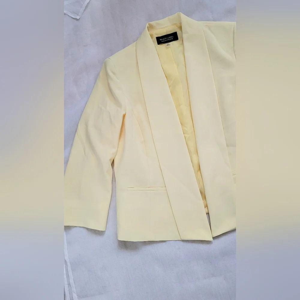 NWOT! Posh Butter Yellow Black Label Formal Women's Lined Open Spring Blazer 10 - Picture 4 of 17